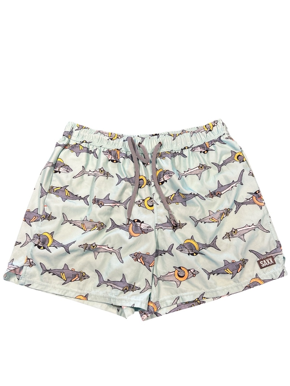 SAXX‎ Oh Buoy 2 in 1 Stretch Swim Trunks Size XL Pool Shark Print